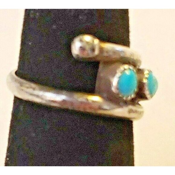 Native American Turquoise Sterling Silver ring sz 5.25    (NAR 1442) - Picture 3 of 5
